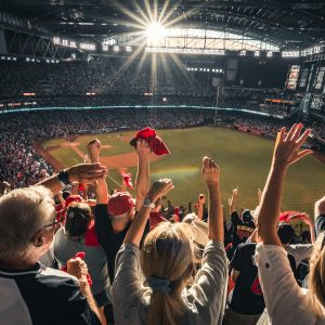 people watching baseball